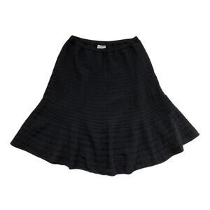 Eucalyptus Women's Black Midi Skirt Size L Tiered Pull On Cotton Lagenlook